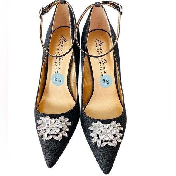 MARK JAMES by BADGLEY MISCHKA Glitter Rhinestone High Heel Pumps 
Black sz 8.5. - Picture 1 of 9